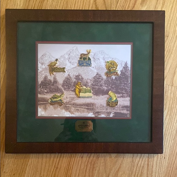 Franklin mint vintage sportsman fish & game enamel pin collection framed - Picture 1 of 4